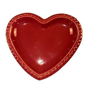 Longaberger Pottery Heart Shaped Plate Paprika Red